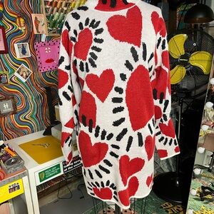 FARM Rio Red Heart Patterned Sweater dress